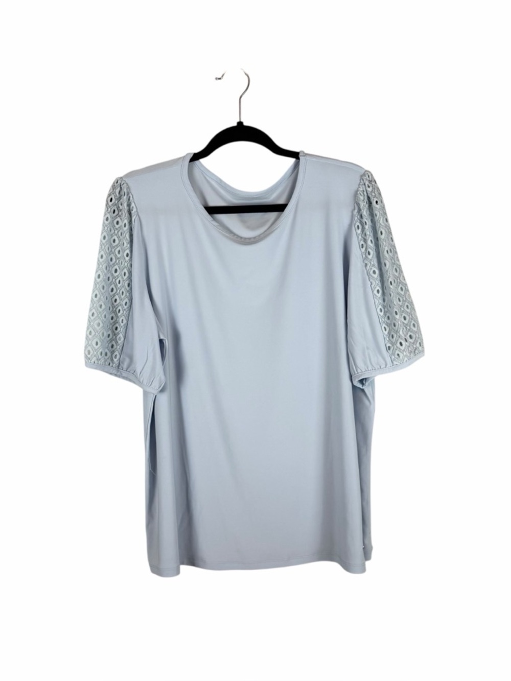 Anne Klein Light Blue Lace Sleeve Blouse Top Size Medium